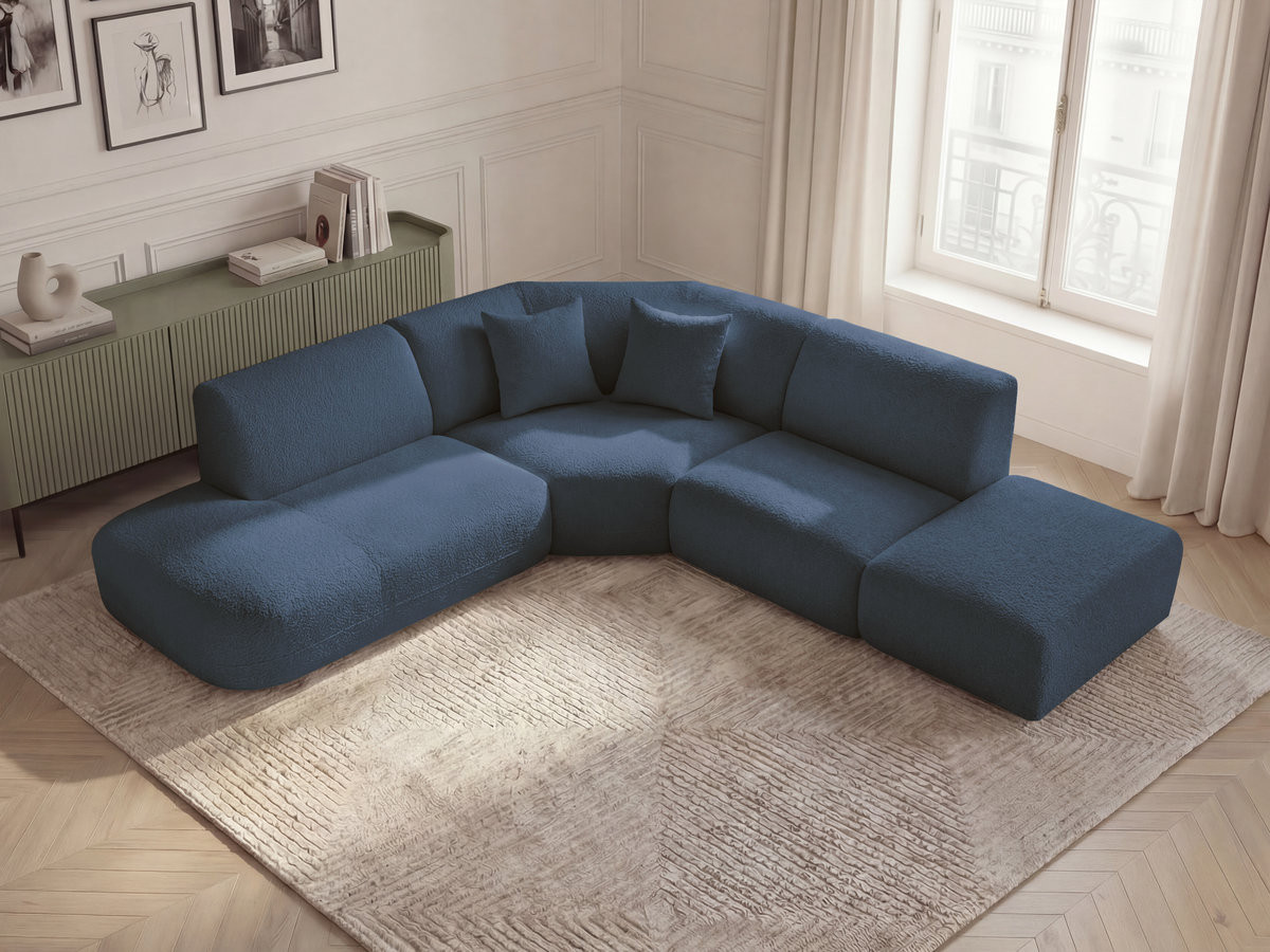 Bobochic Anda Ecksofa 279 × 264 cm Chenille Dunkelblau Ecke links