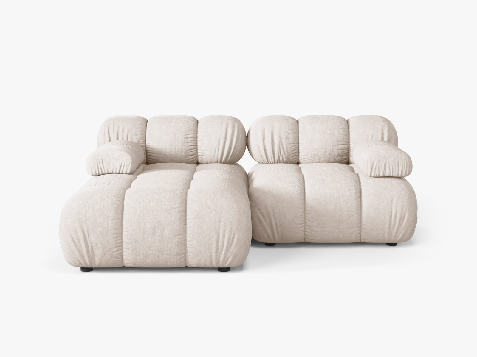 Micadoni Modulares Ecksofa Bellis 3-Sitzer Links Strukturierter Stoff Liberty Beige