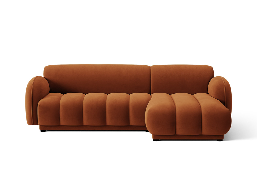 Cosmopolitan Design Ecksofa Bilbao 3-Sitzer Samt Casino Terrakotta Rechts