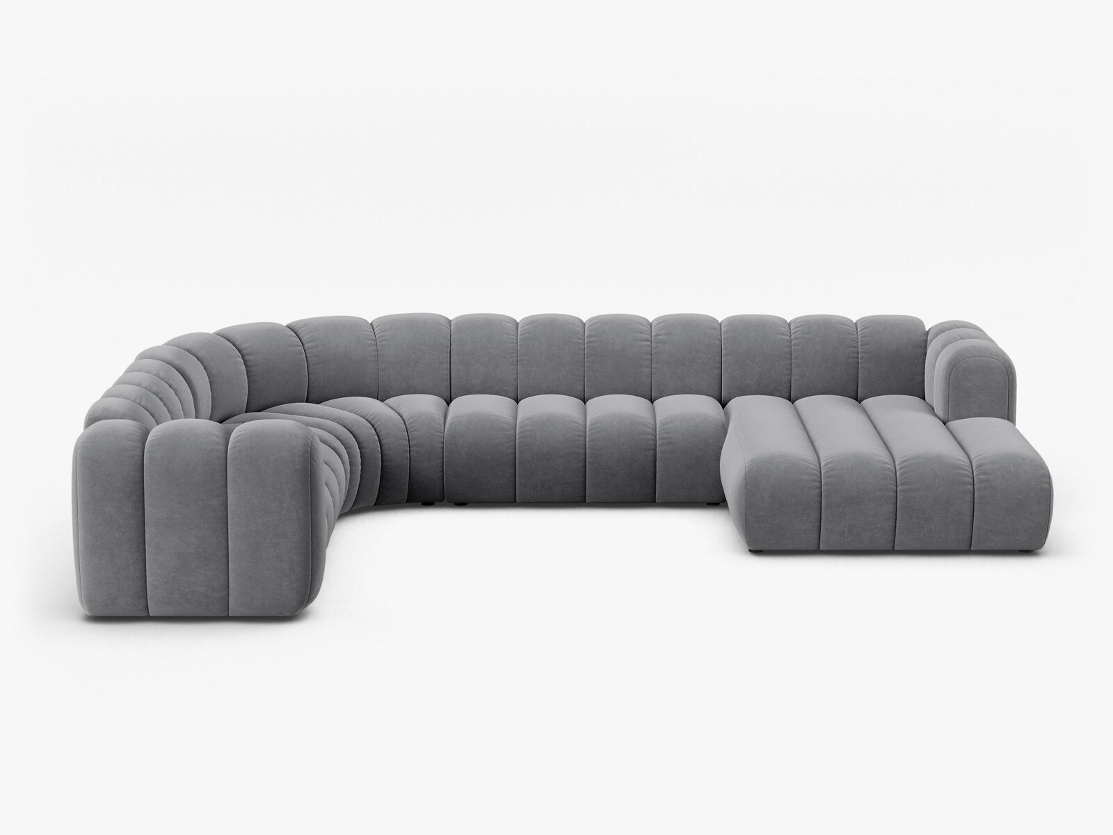 Micadoni Modulares Panorama Ecksofa Lupine 6-Sitzer Links Samt Salvador Grau