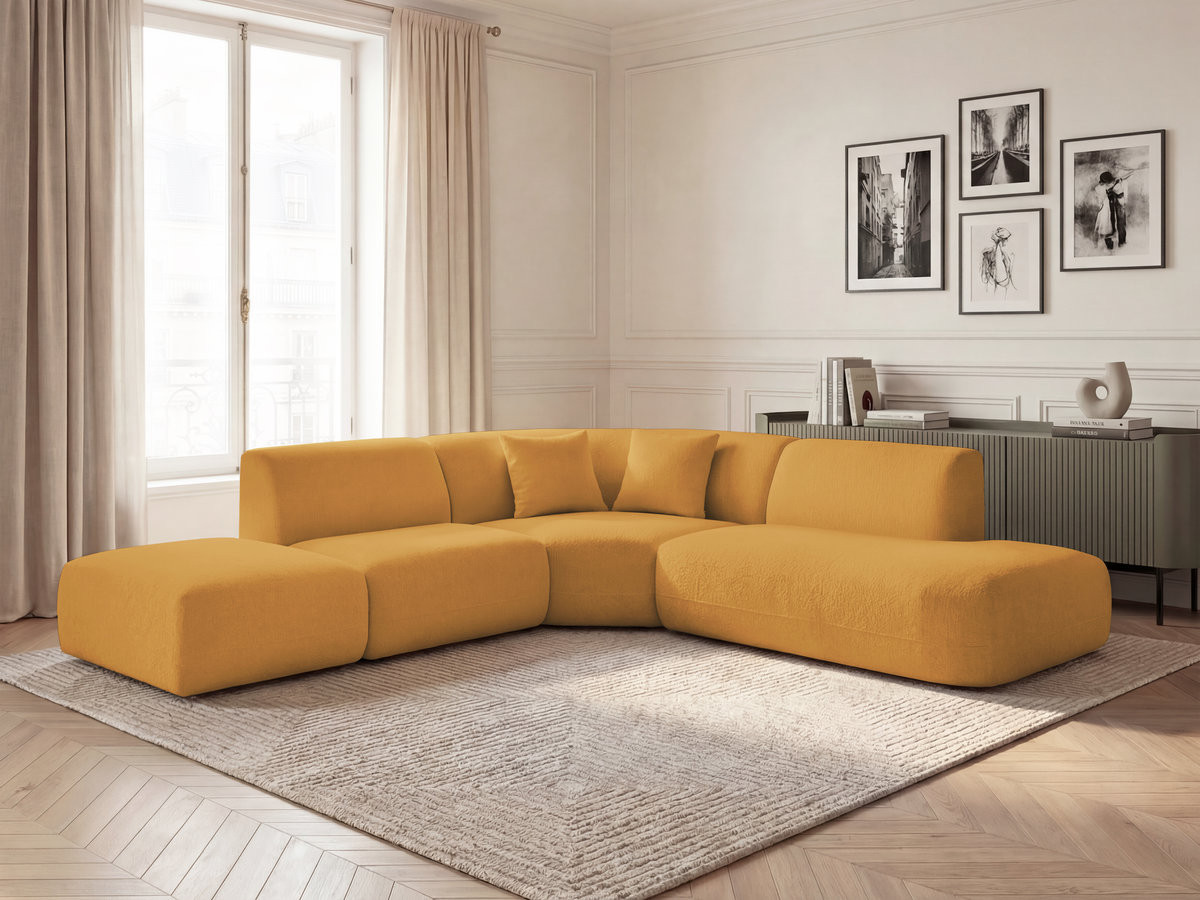 Bobochic Anda Ecksofa 279 × 264 cm Chenille Gelb Ecke rechts