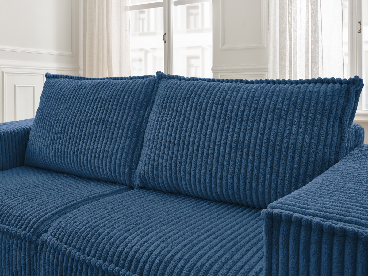 Bobochic Chelsea Schlafsofa 3-Sitzer Cordsamt Dunkelblau, Liegefläche 140 × 200 cm