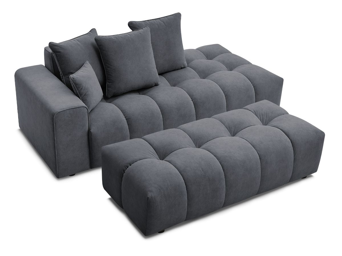 Bobochic Mont-blanc Sofa 5-Sitzer mit Pouf Samt Dunkelgrau Armlehne links