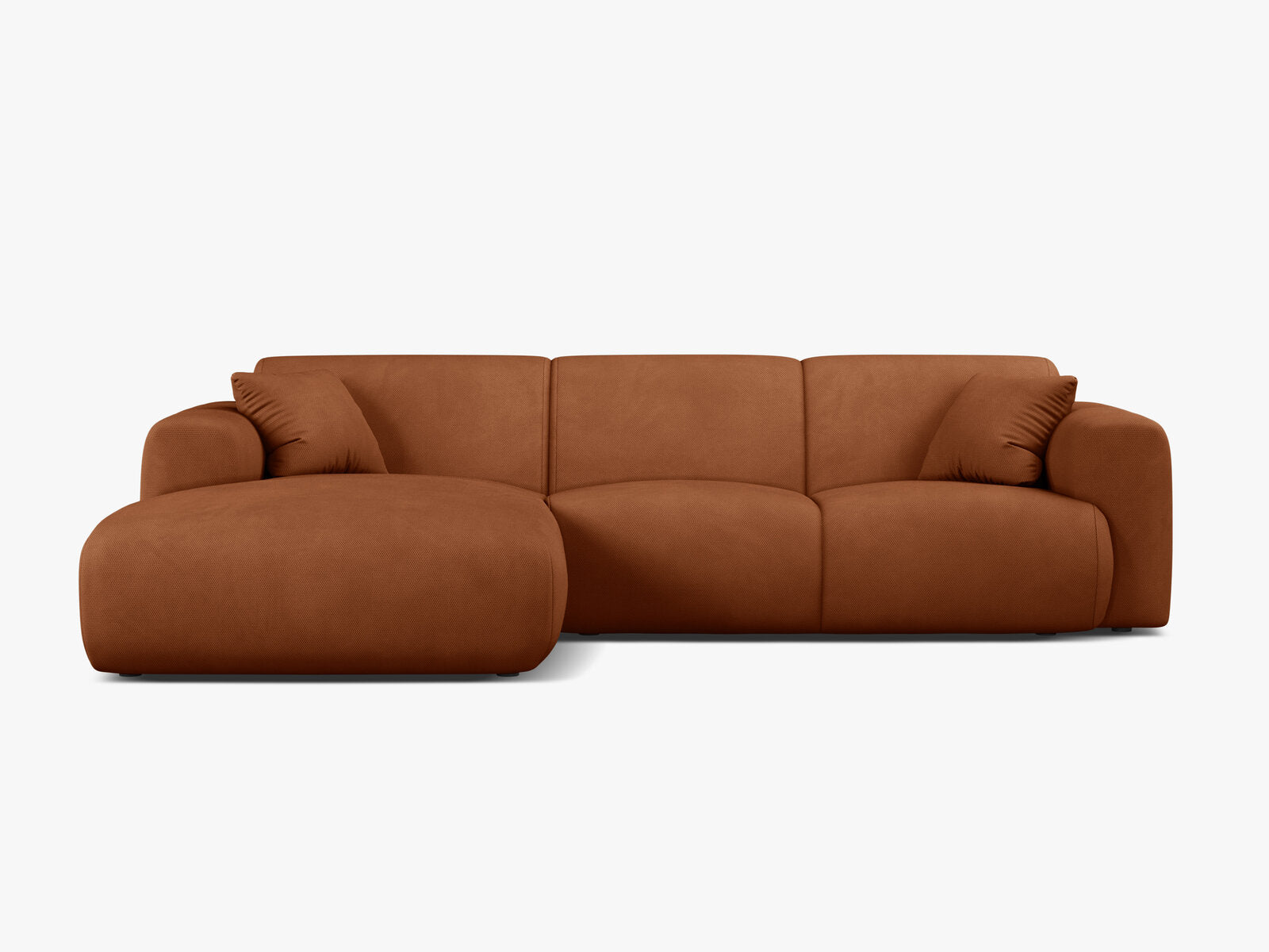 Micadoni Ecksofa Molino 4-Sitzer Links Strukturierter Stoff Rebel Orange