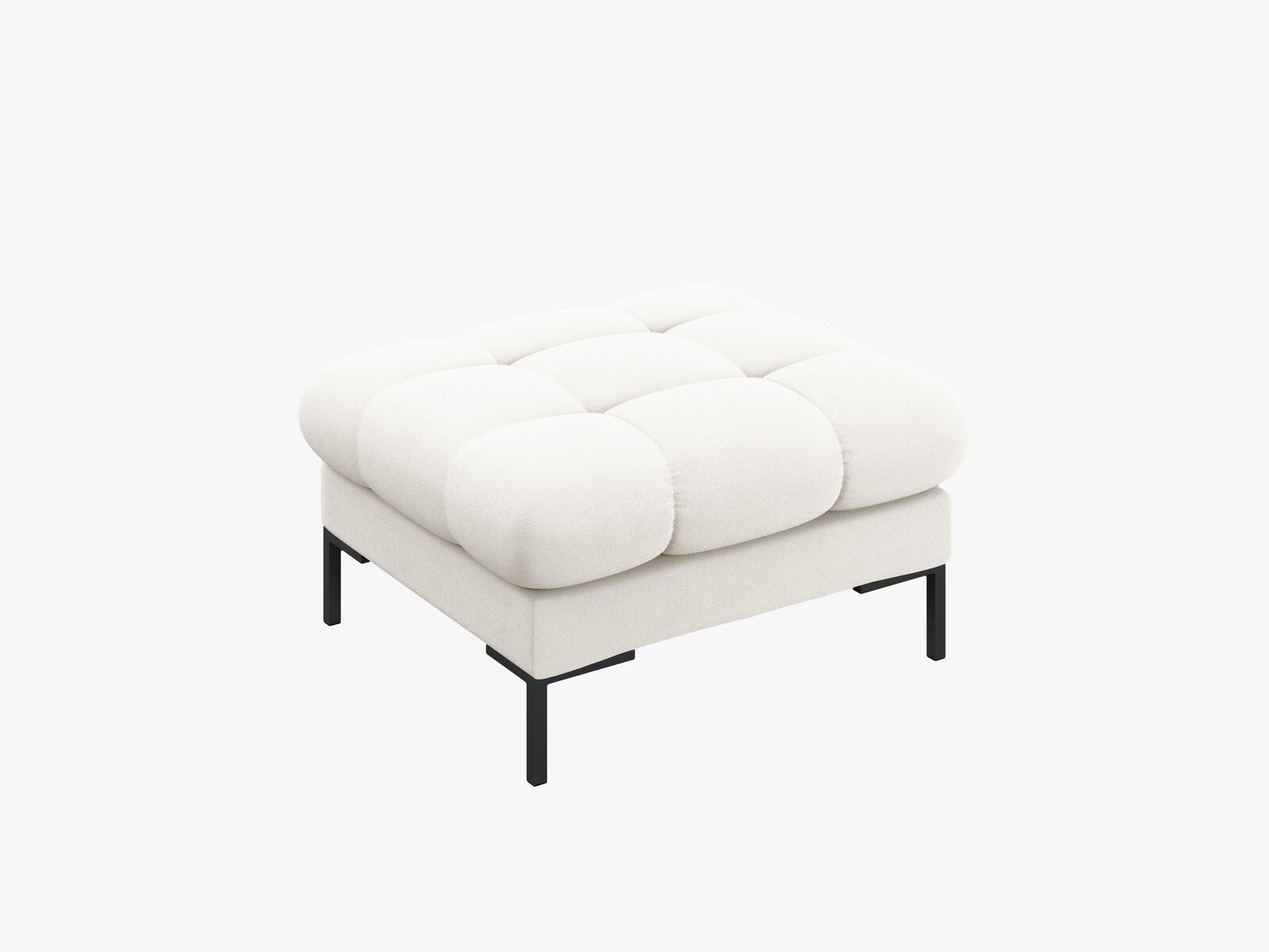 Micadoni Hocker Mamaia 1-Sitzer Strukturierter Stoff Neve Helles Beige schwarze Beine