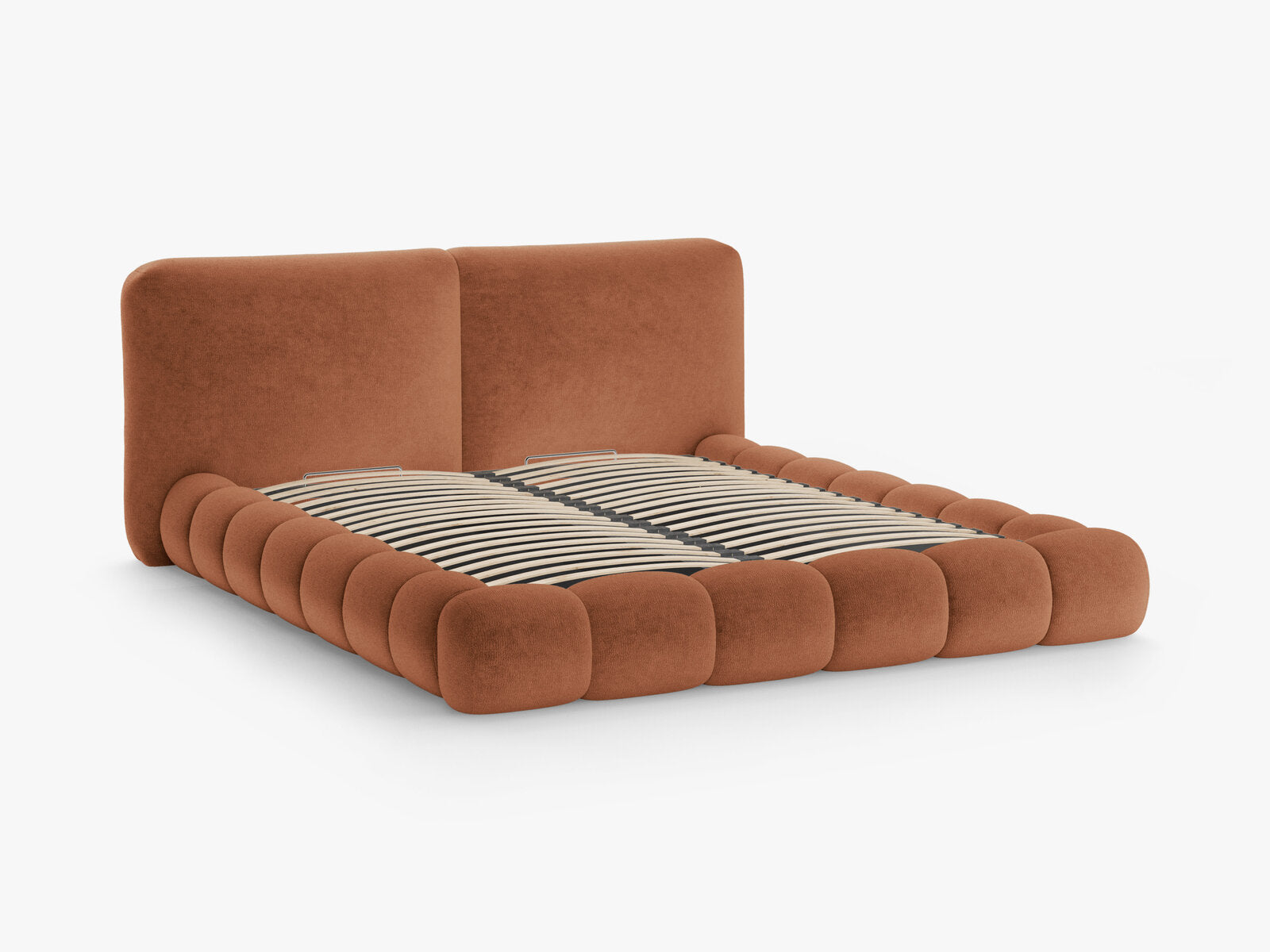 Micadoni Stauraumbett mit Kopfteil Solange Chenille Perfect Harmony Terrakotta 200x200