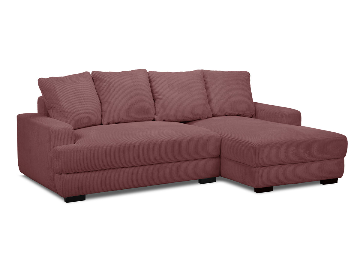 Bobochic Campi Ecksofa mit Schlaffunktion und Bettkasten Cordsamt Rosa Ecke rechts
