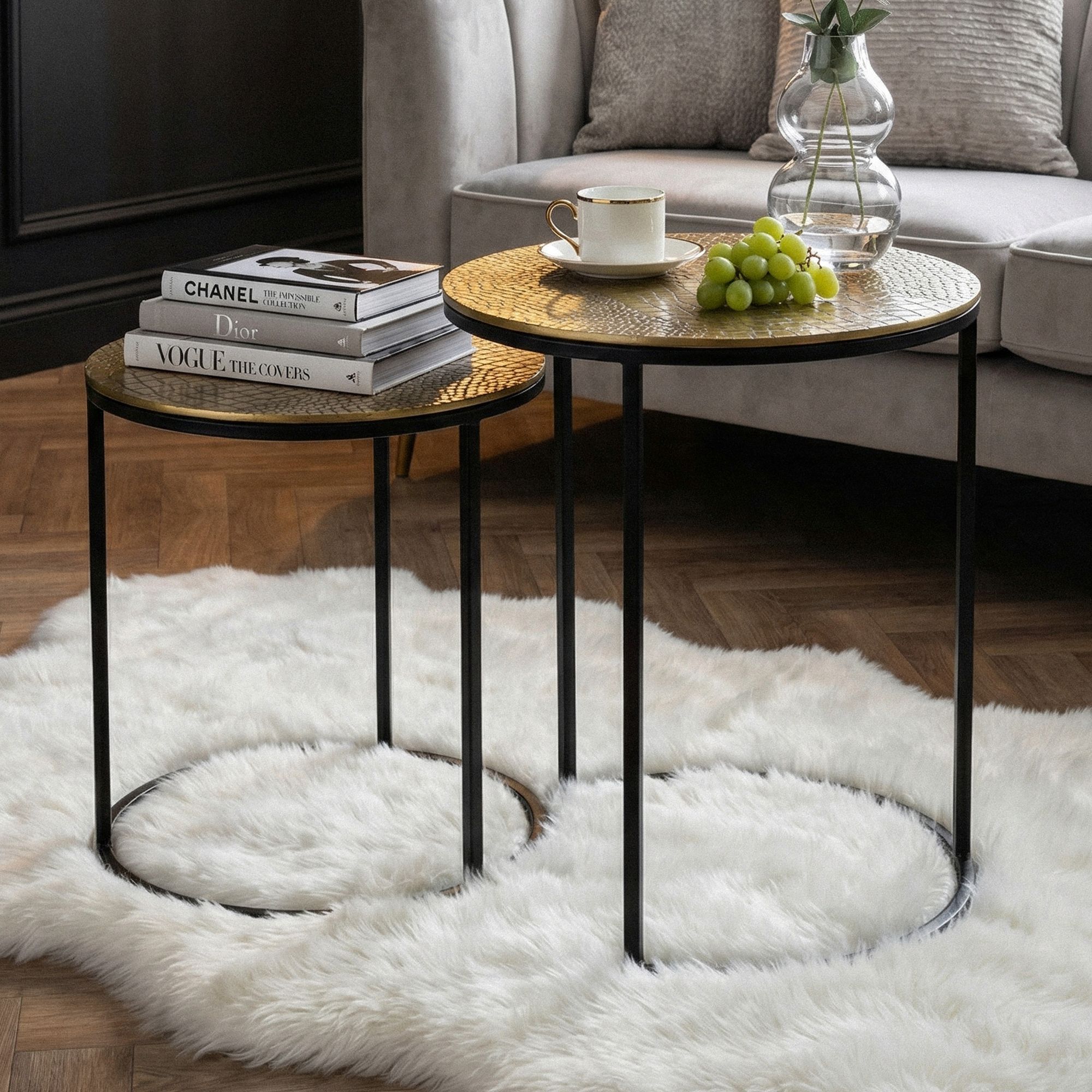 Satztisch 2er-Set Sandnes Aluminium Gold Ø 40 × H 48 cm