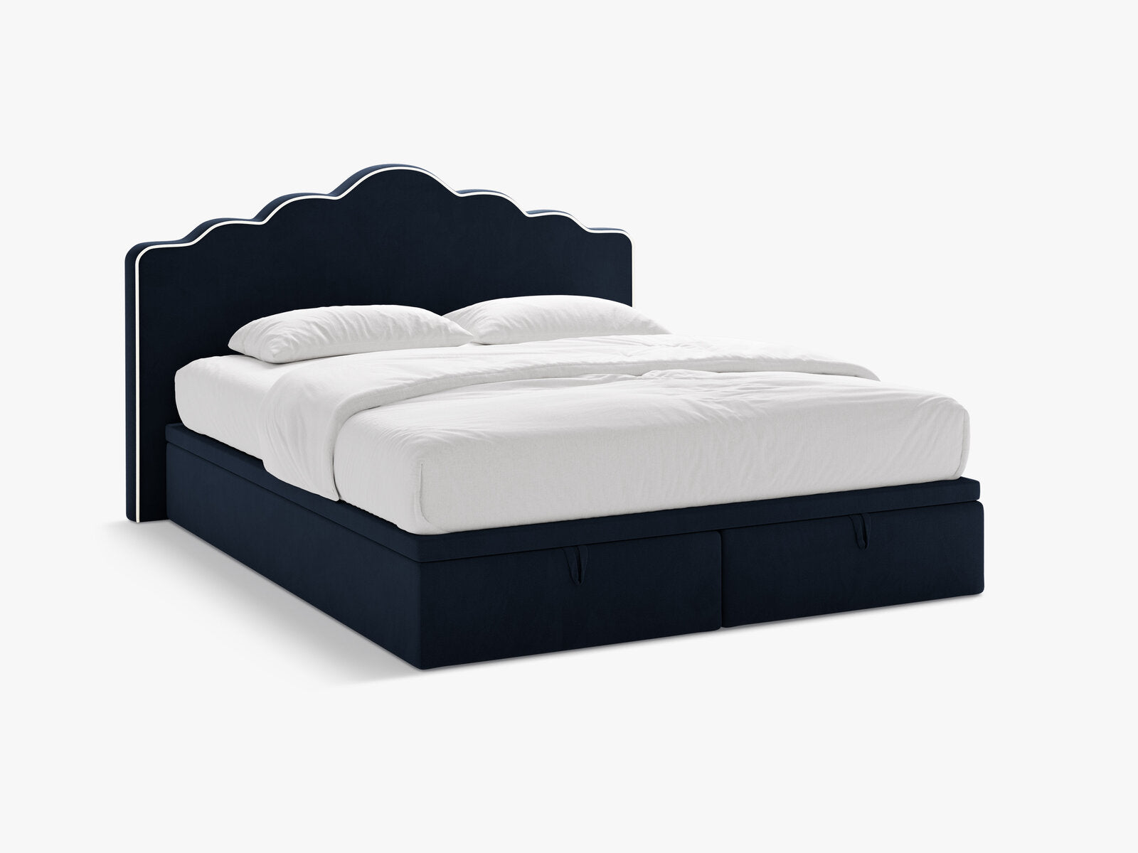 Micadoni Dream Boxspringbett mit Bettkasten und Kopfteil Samt Magic Velvet Elfenbein / Königsblau 140x200