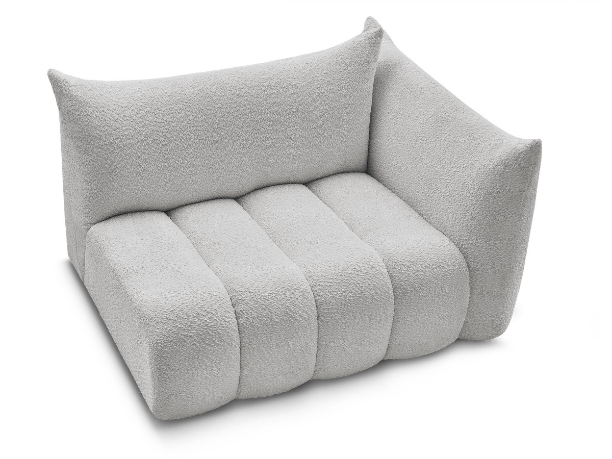 Bobochic Azra Sofamodul 2-Sitzer 143 × 112 cm Bouclé-Stoff Hellgrau Ecke rechts