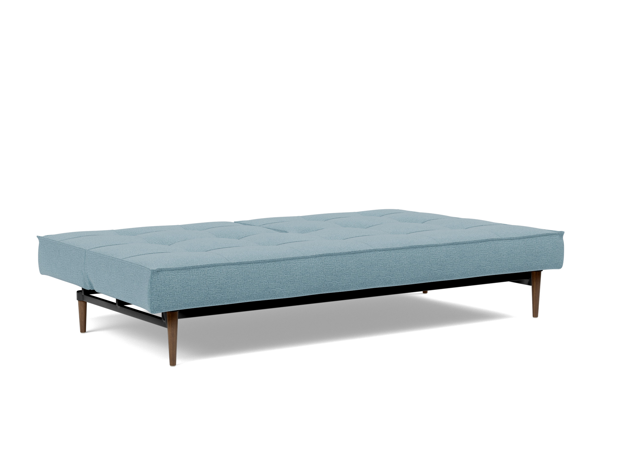 Schlafsofa Splitback Flachgewebe Mixed Dance 525-Light-Blue Beine Styletto Eiche dunkel