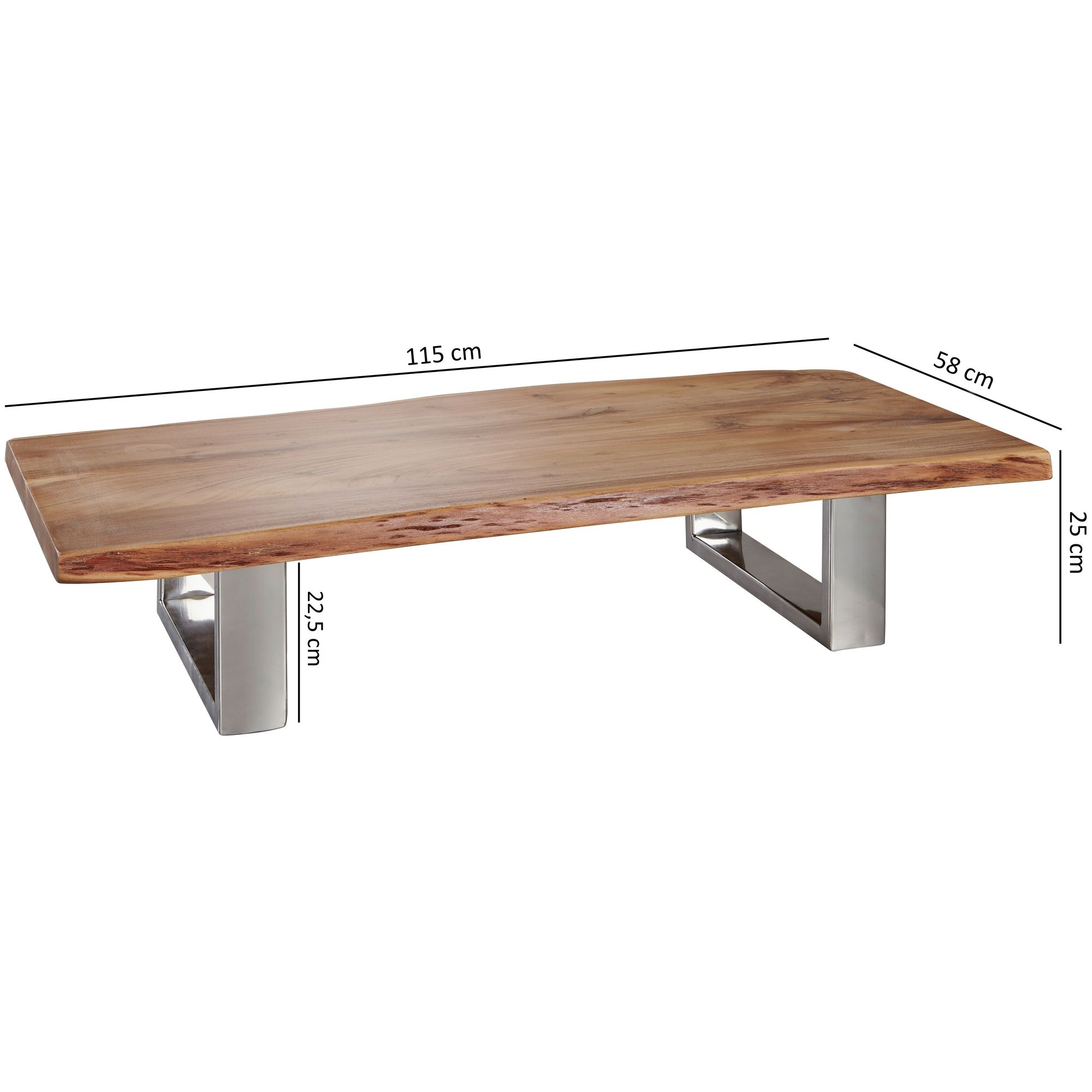 Couchtisch Assens Akazie Massivholz 115 × 58 × 25 cm