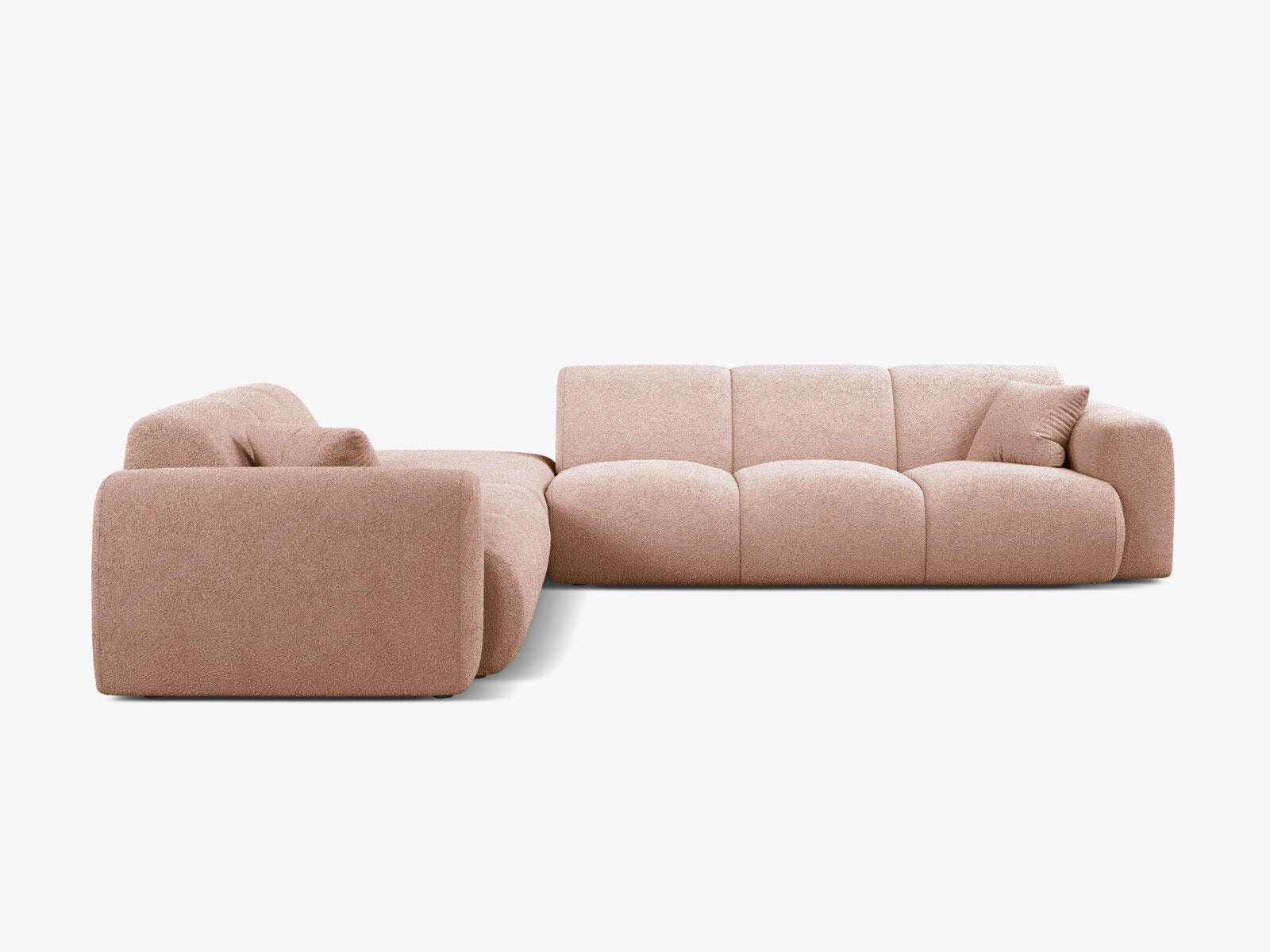 Micadoni Ecksofa Molino 6-Sitzer Links Boucle Baloo Puderrosa