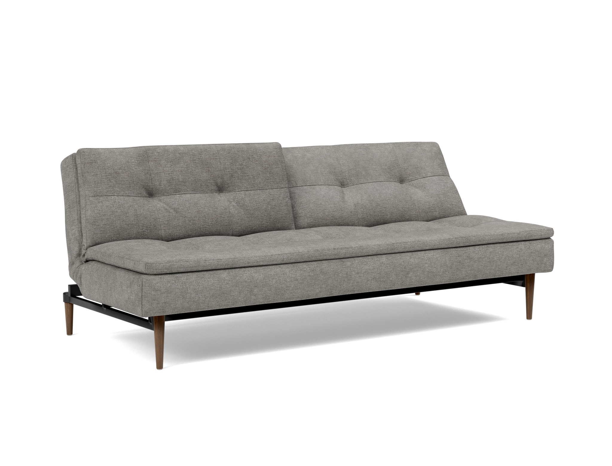 Schlafsofa Dublexo Flachgewebe Avella 282-Warm-Grey Beine Styletto Eiche dunkel