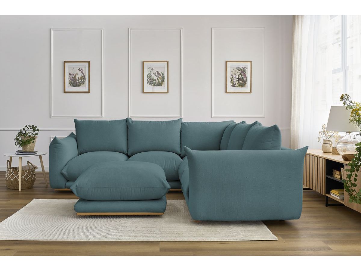 Bobochic Ernest Ecksofa mit Pouf Stoff Dunkelblau