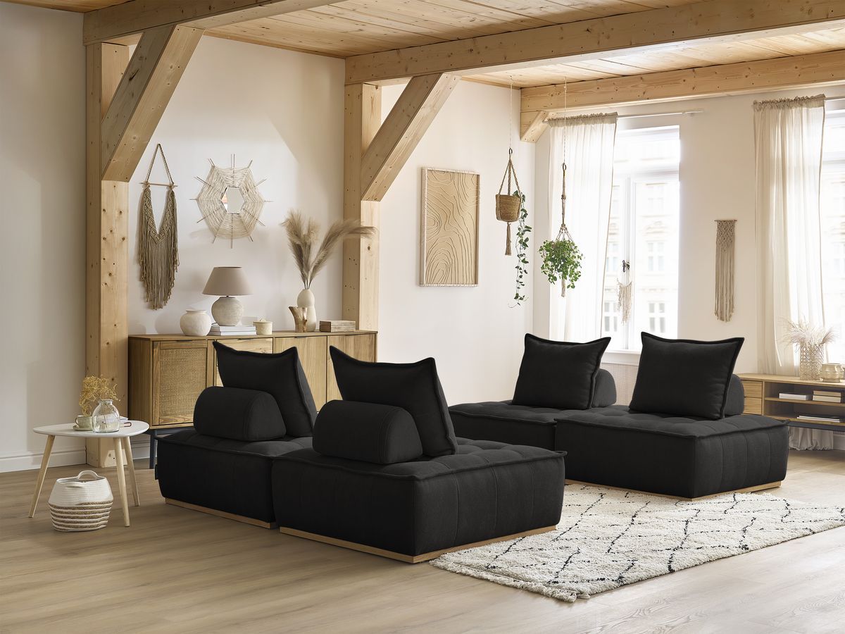 Bobochic Elisa Sofa 4-Sitzer Strukturstoff Schwarz