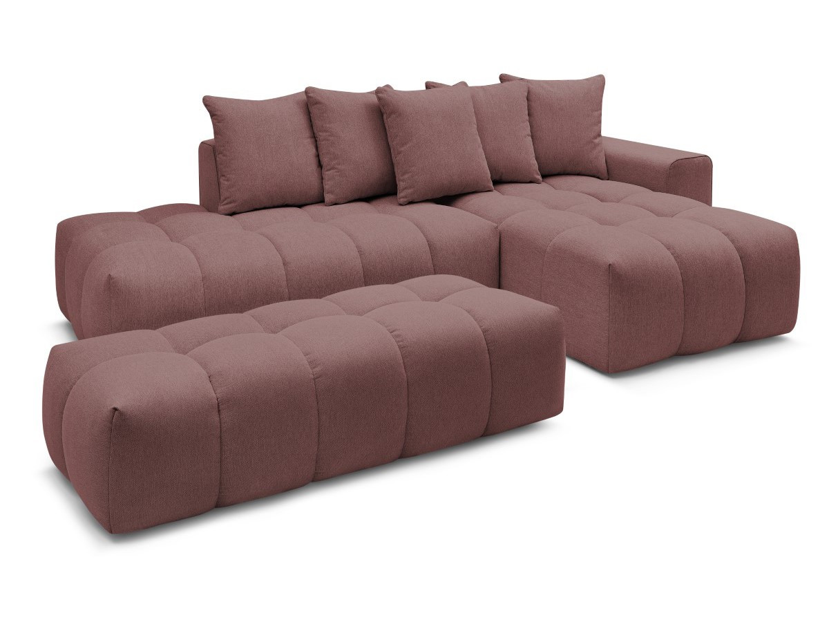 Bobochic Mont-blanc Ecksofa mit Pouf Melange-Stoff Rosa Ecke rechts
