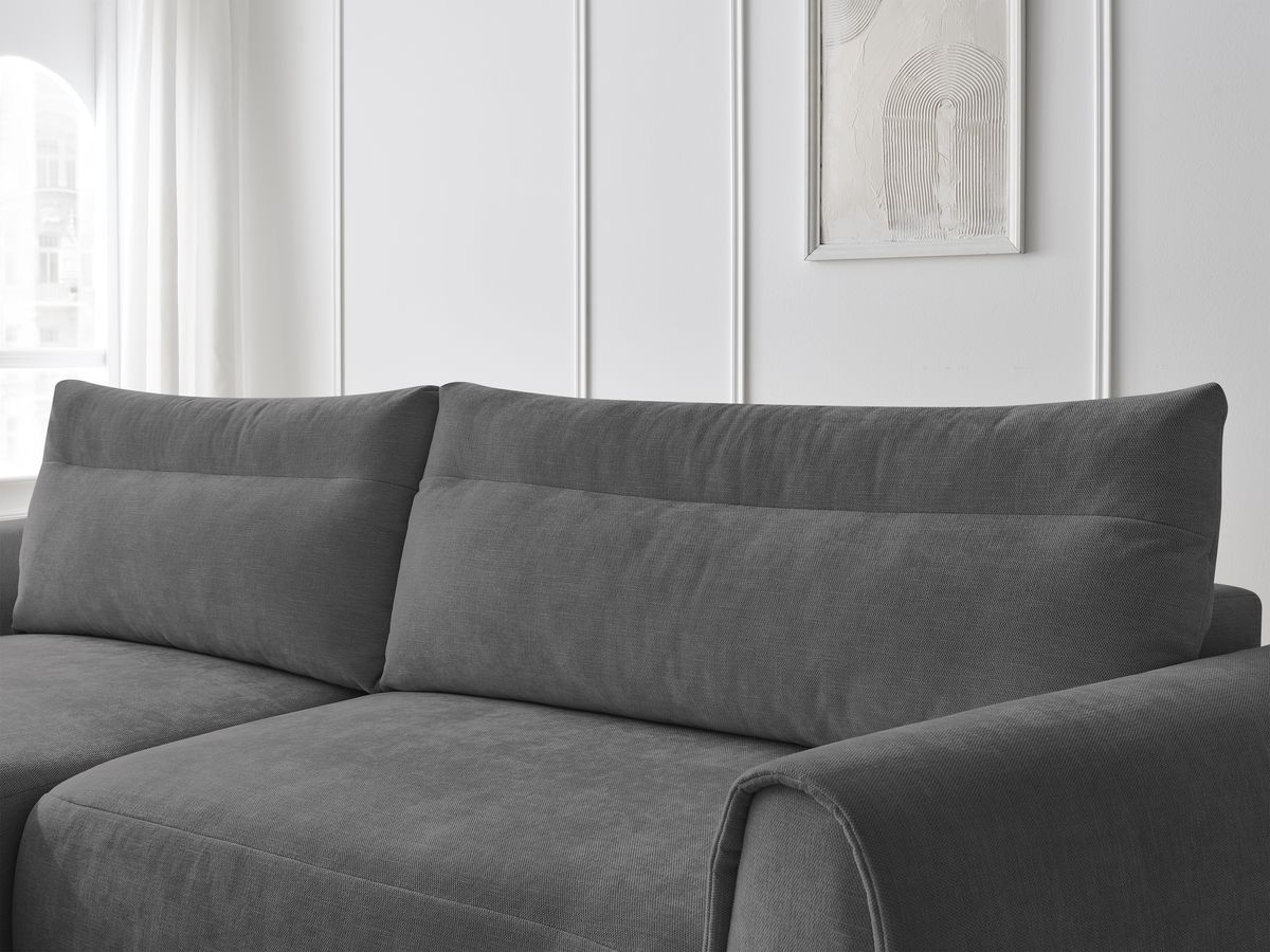 Bobochic Aden Ecksofa 293 × 152 cm Stoff Dunkelgrau Ecke links