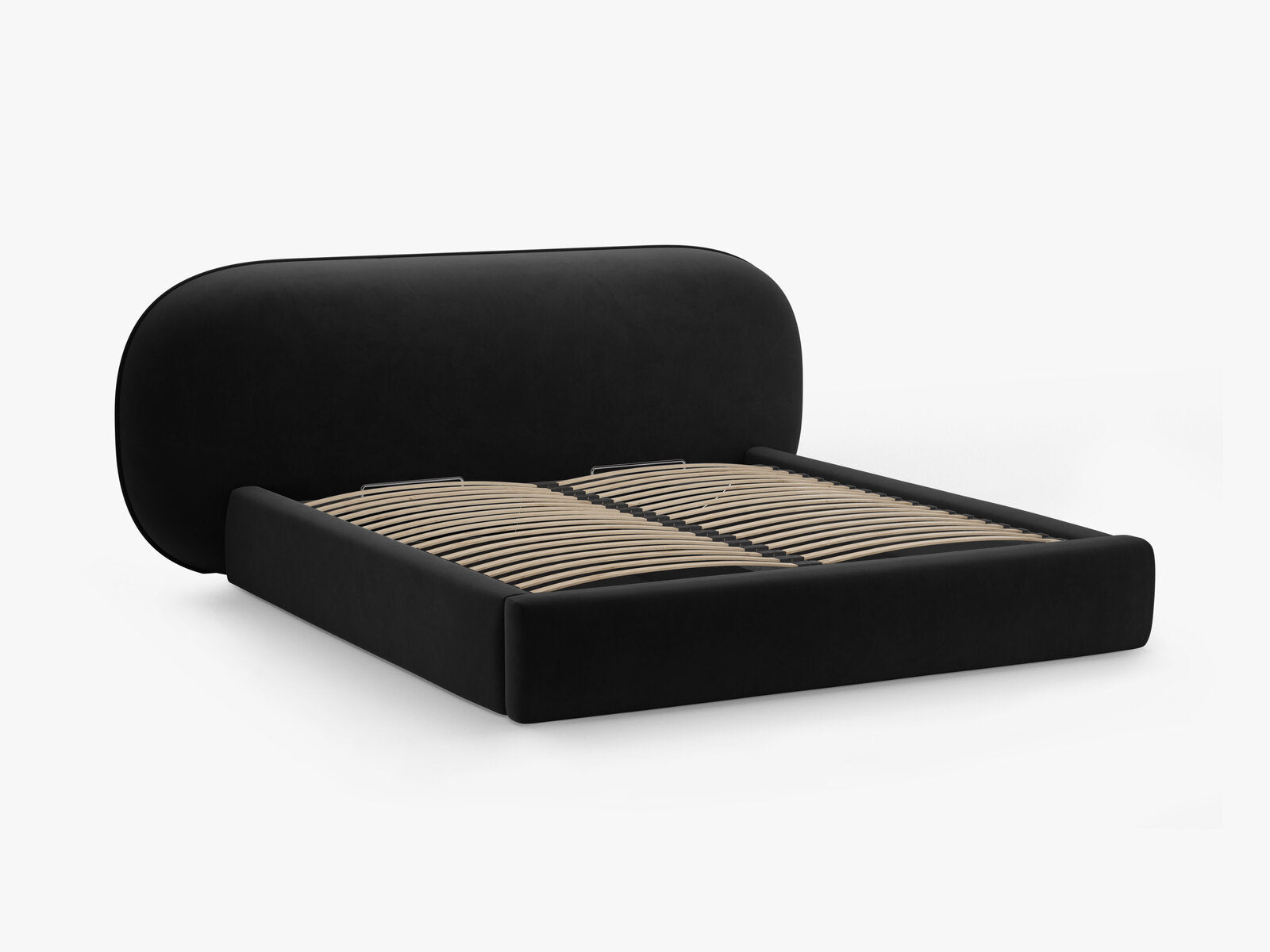 Micadoni Stauraumbett mit Kopfteil Ovalo Samt Magic Velvet Schwarz 140x200