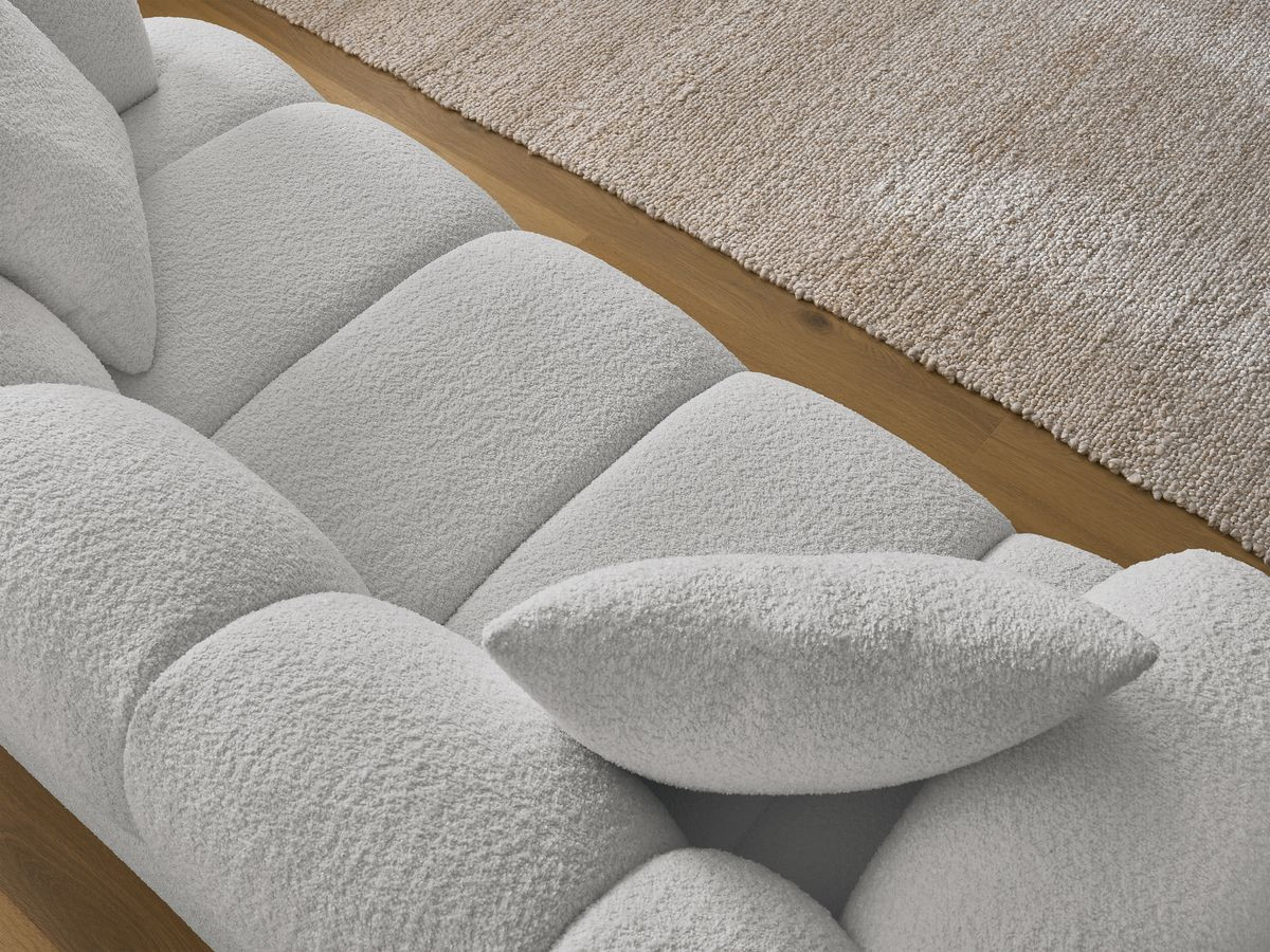 Bobochic Pamira Sofa 2-Sitzer Bouclé-Stoff Hellgrau