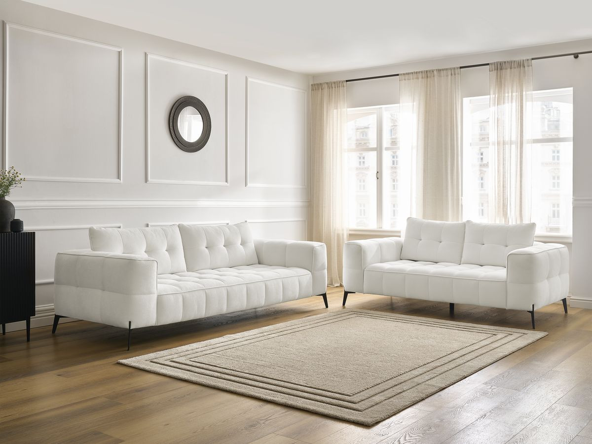Bobochic Anis Sofa-Set 3- und 2-Sitzer Strukturstoff Weiß
