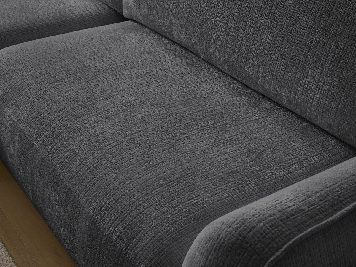 Bobochic Denise Ecksofa mit Schlaffunktion und Bettkasten 258 × 160 cm Strukturstoff Schwarz Ecke links