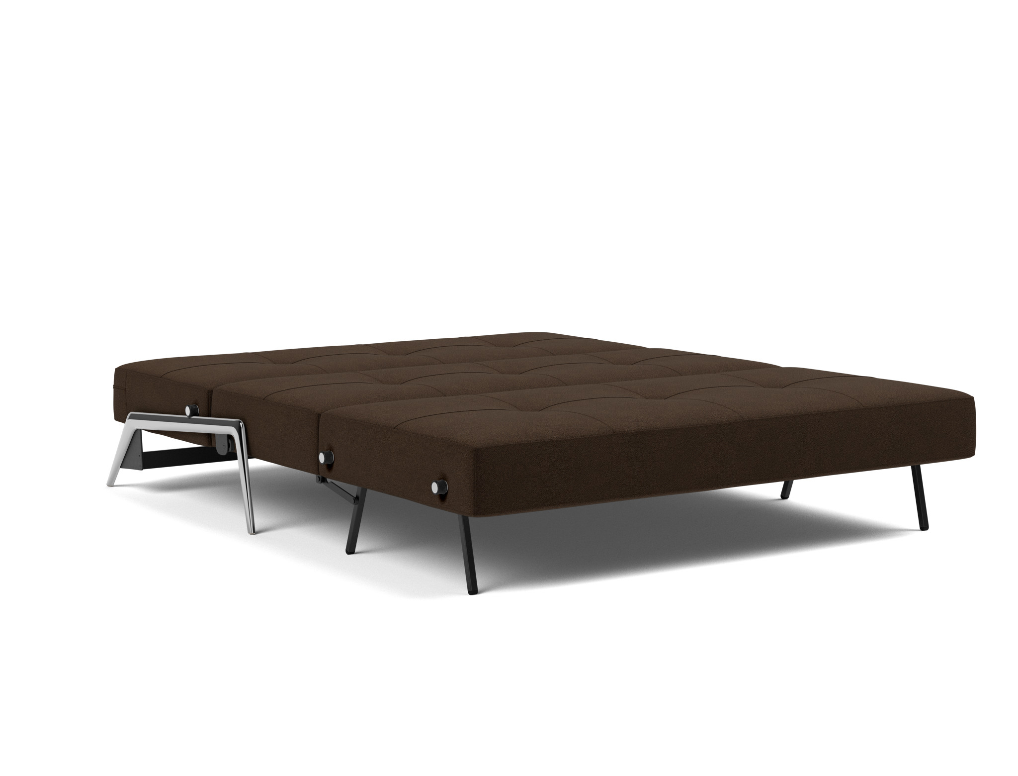 Schlafsofa Cubed 160 Strukturierter Stoff Taura 358-Chocco Beine Aluminium