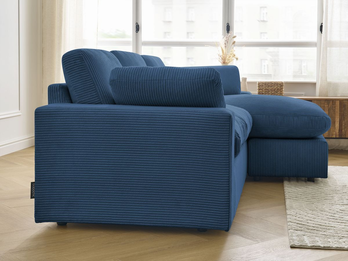 Bobochic Belair Ecksofa 220 × 139 cm Cordsamt Dunkelblau