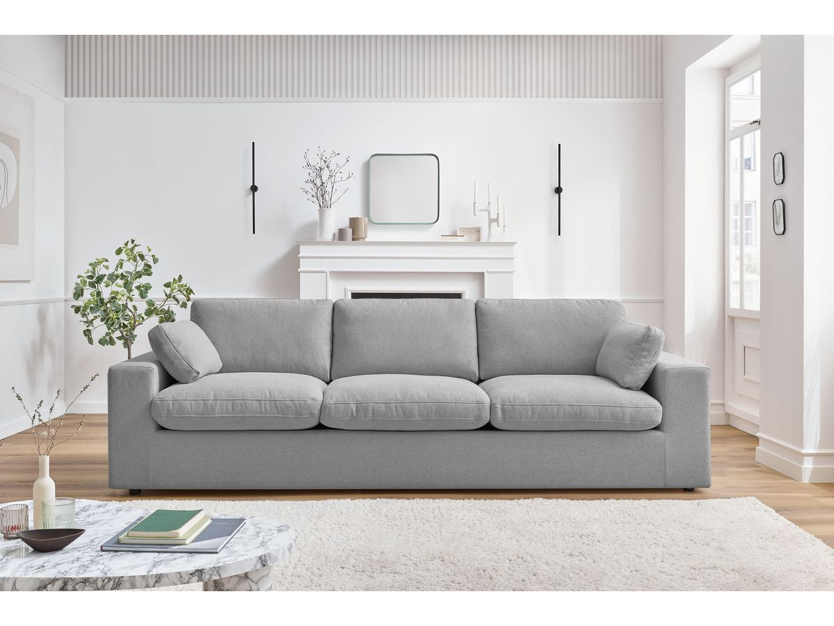 Bobochic Belair Sofa 3-Sitzer 250 × 93 cm Stoff Hellgrau