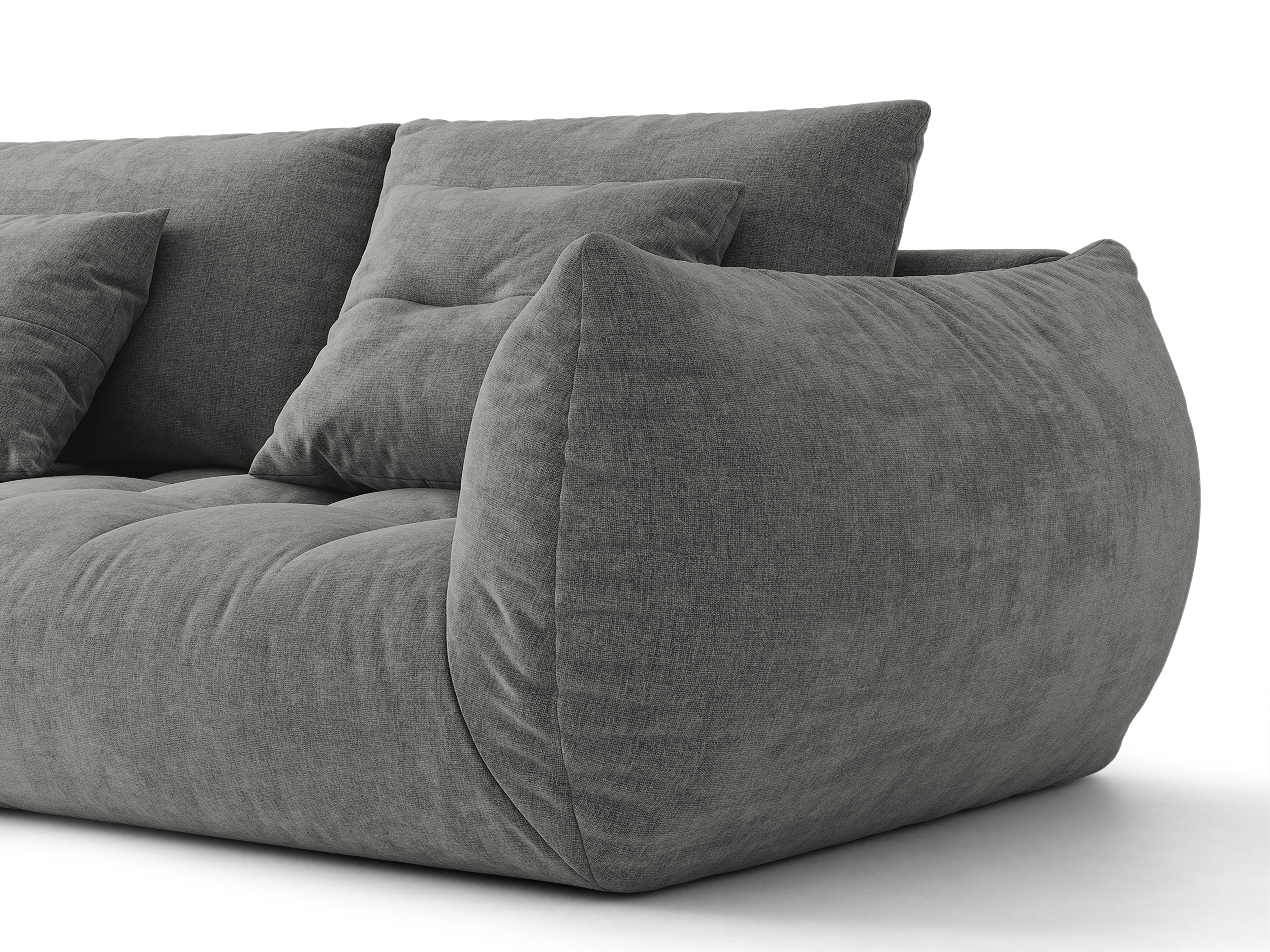 Micadoni Bloom Ecksofa 6-Sitzer Links Strukturierter Stoff Wind Dunkelgrau