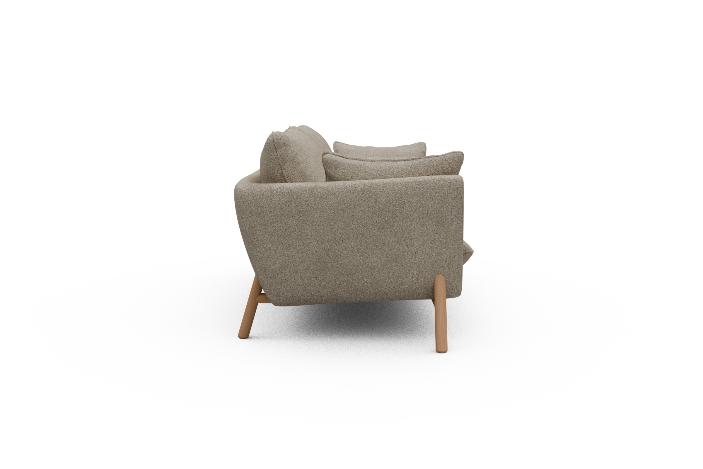 Sofa Emil 2-Sitzer Beinfarbe Eiche Natur Boucle-Beige