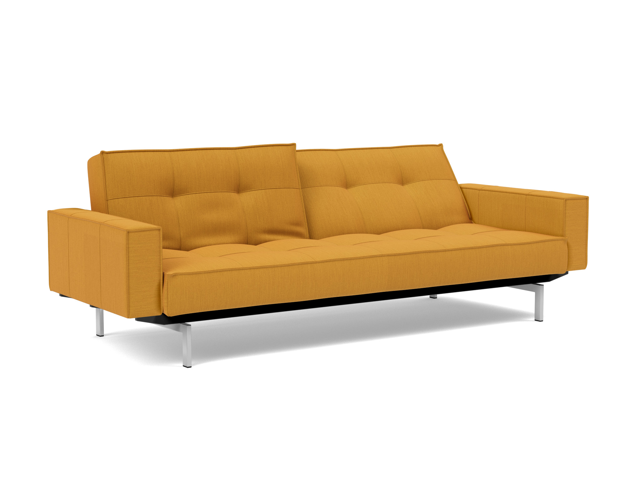 Schlafsofa Splitback mit Armlehnen Flachgewebe Elegance 507-Burned-Curry Beine Chrom