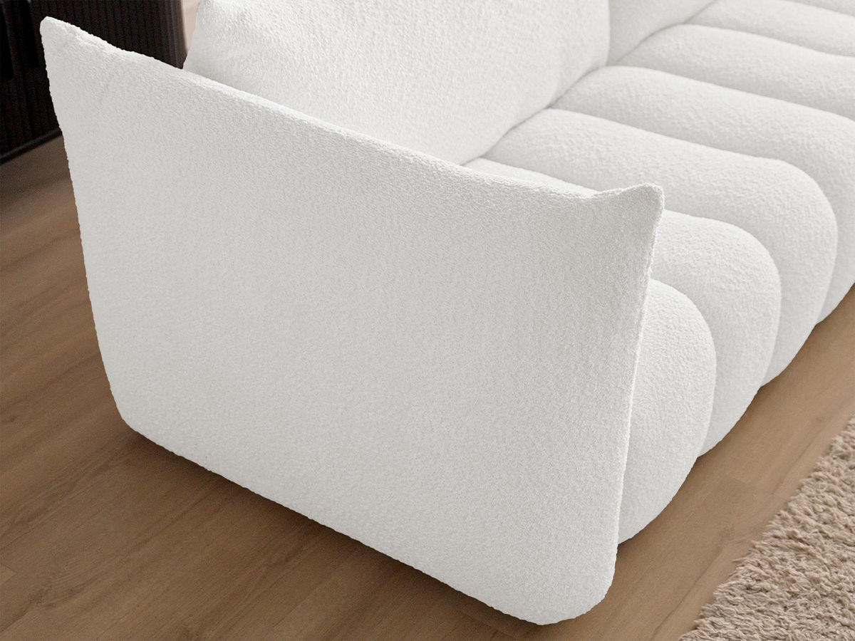 Bobochic Azra Ecksofa mit Pouf 262 × 178 cm Bouclé-Stoff Weiß Ecke rechts