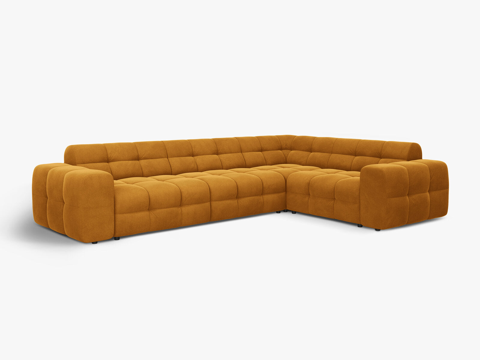 Micadoni Ecksofa Kendal 6-Sitzer Rechts Samt Senf