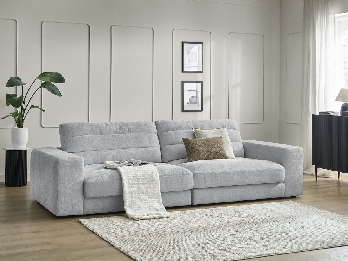 Bobochic Sierra Sofa 3-Sitzer Strukturstoff Hellgrau