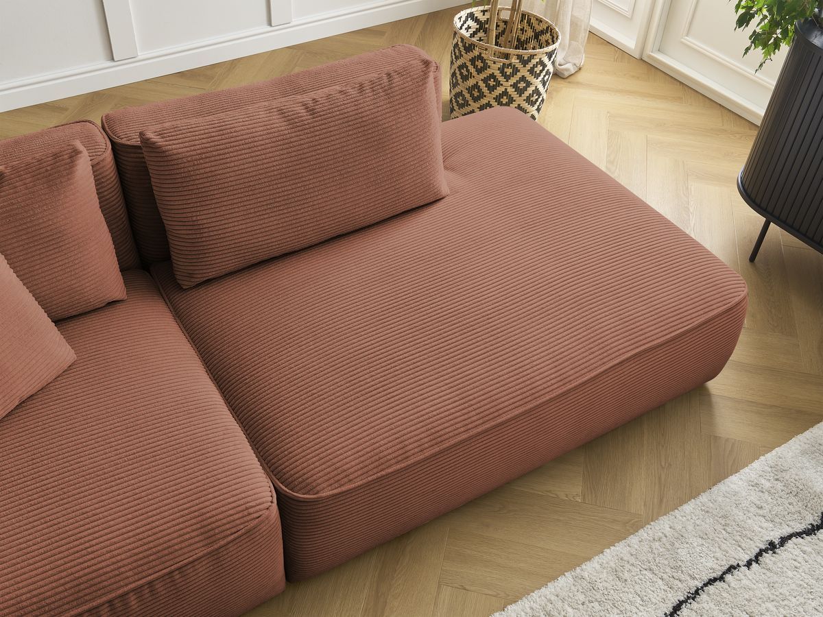Bobochic Leopold Sofa 3-Sitzer Cordsamt Orange Armlehne links