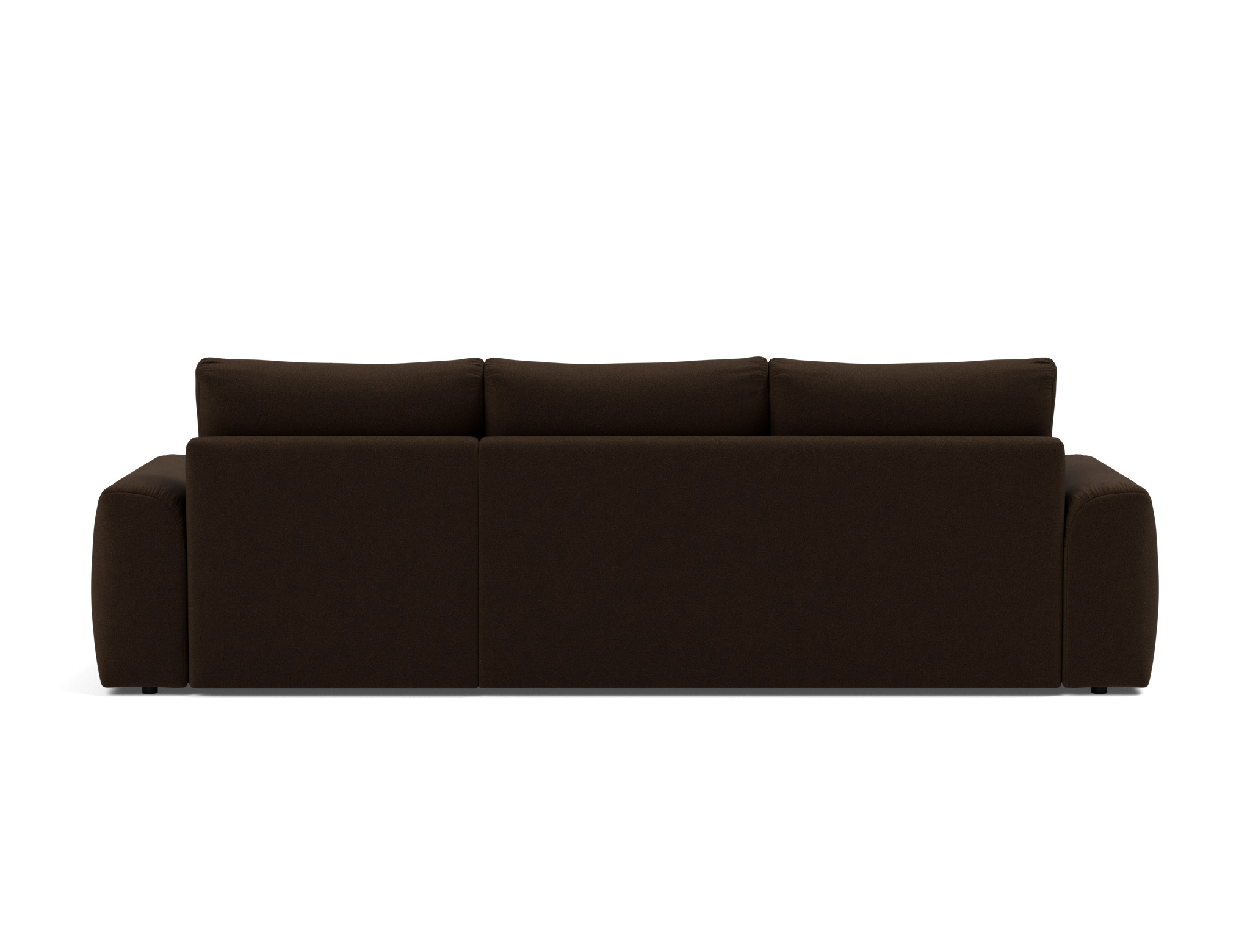 Schlafsofa Norum mit Chaiselongue und Chunky-Armlehnen Strukturierter Stoff Taura 358-Chocco