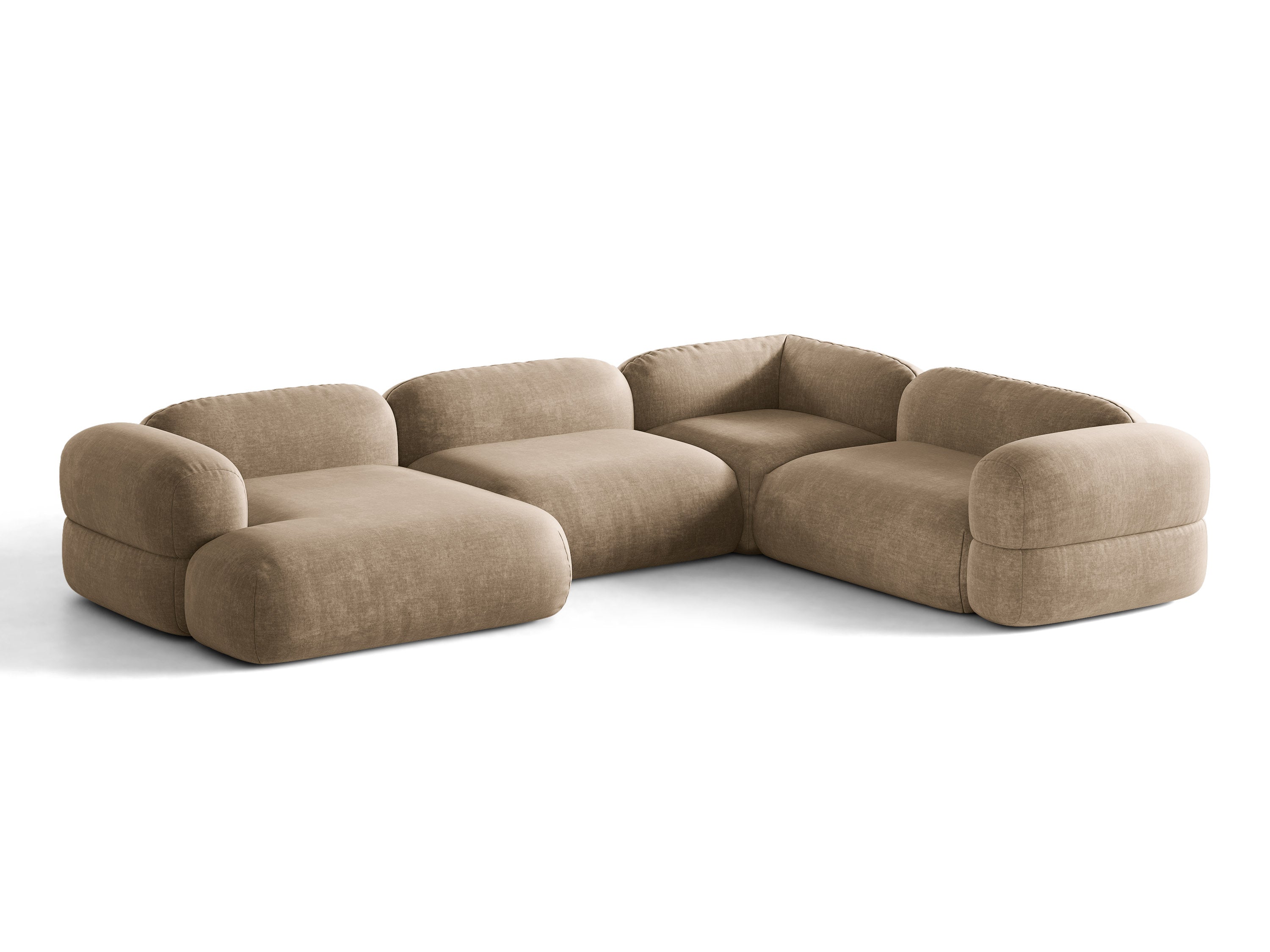 Micadoni Panorama-Ecksofa Luno 5-Sitzer Samt Vogue Dunkelbeige Rechts