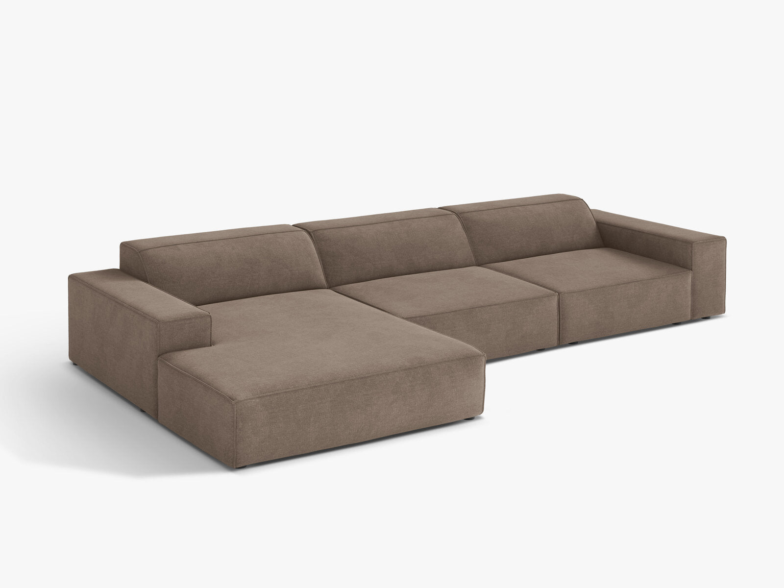 Micadoni Ecksofa Jodie 4-Sitzer Links Strukturierter Stoff Liberty Cappuccino