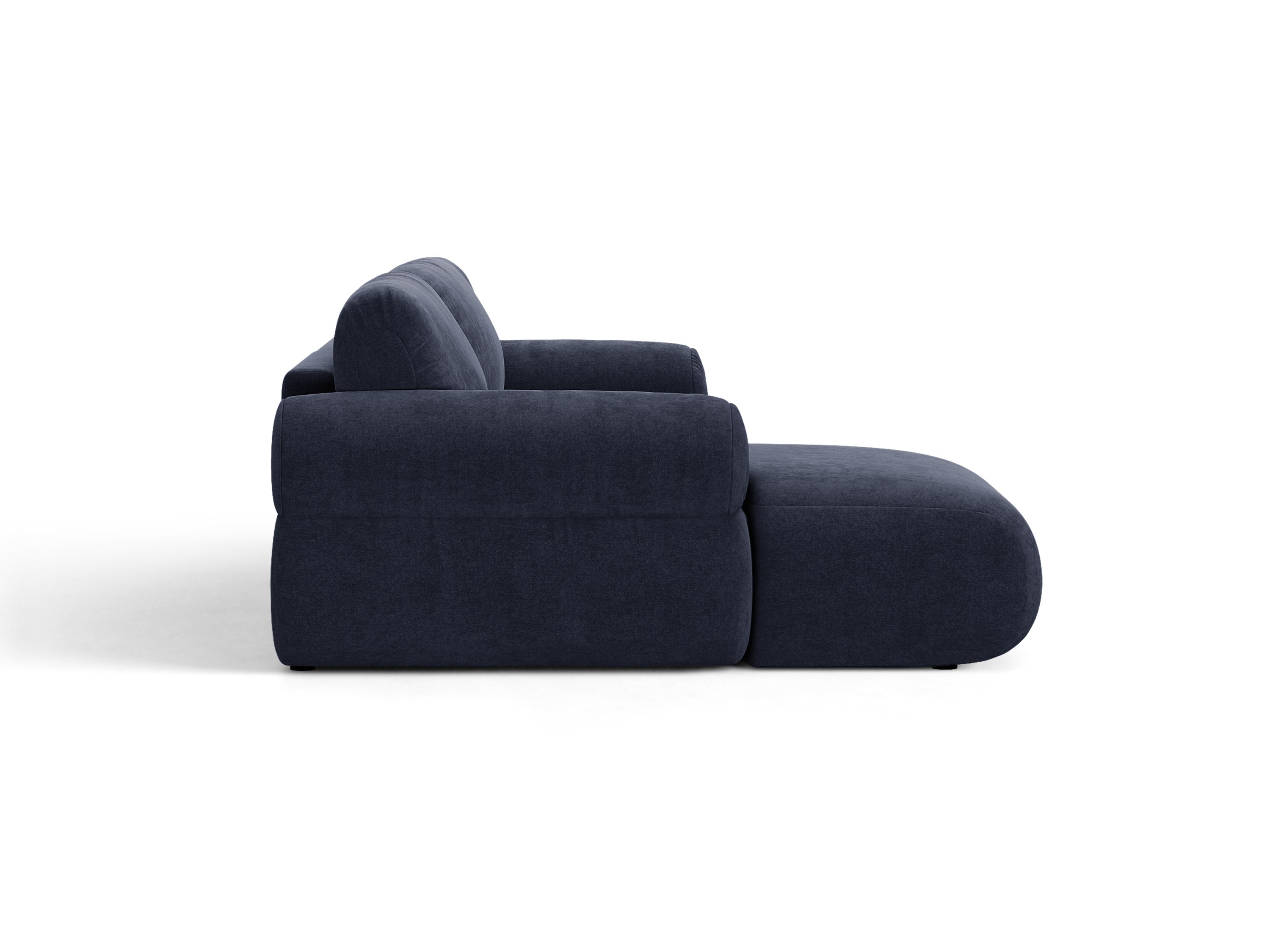 Micadoni Ophelia Ecksofa 4-Sitzer Strukturierter Stoff Liberty Marineblau Rechts