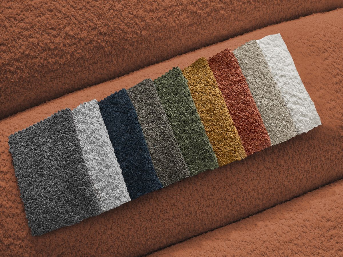 Bobochic Talia Ecksofa mit Pouf Bouclé-Stoff Orange Ecke links