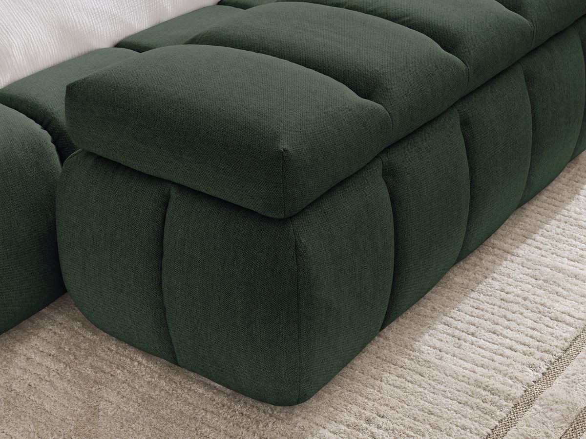 Bobochic Denali Polsterbett mit Bettkasten mit Bettbank Stoff Grün, Liegefläche 180 × 200 cm