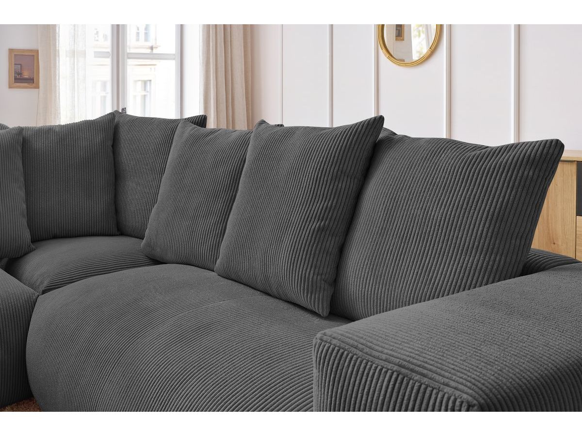 Bobochic Voltaire Ecksofa 268 × 214 cm Cordsamt Dunkelgrau Ecke links