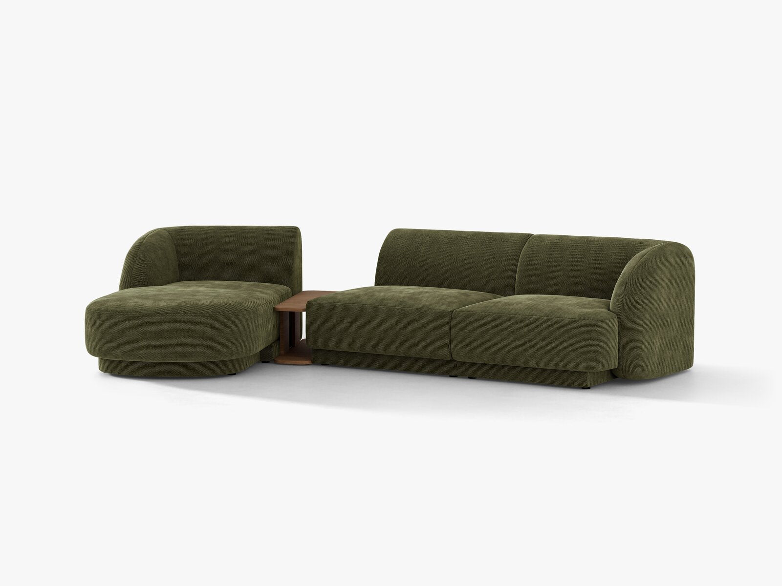 Micadoni Modulares Sofa Miley mit Recamiere 3-Sitzer Links Chenille Eden Grün