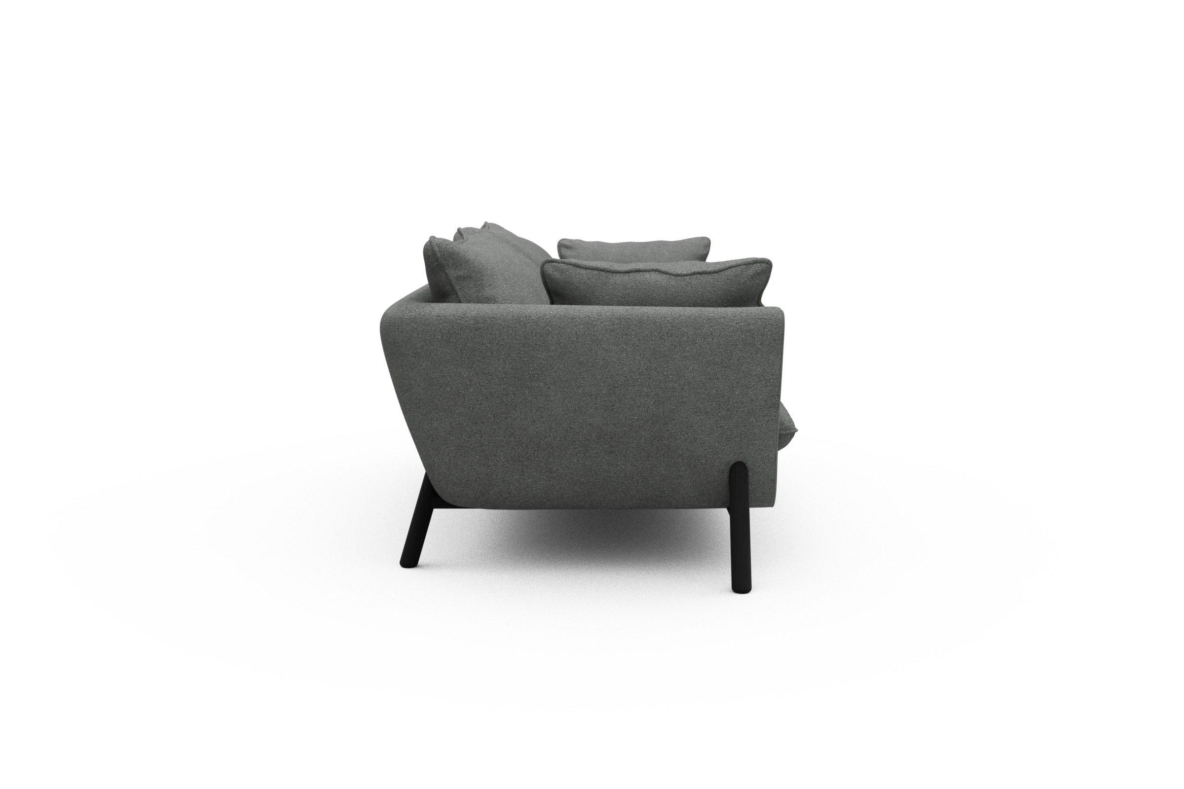 Sofa Emil PREMIUM 2-Sitzer Beinfarbe Eiche Schwarz Boucle-Ash-Grey