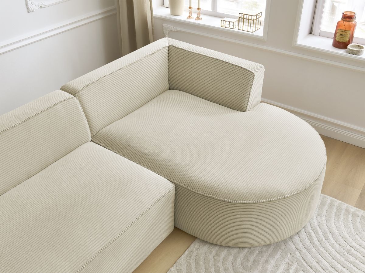 Bobochic Rousseau Ecksofa Cordsamt Beige Ecke rechts