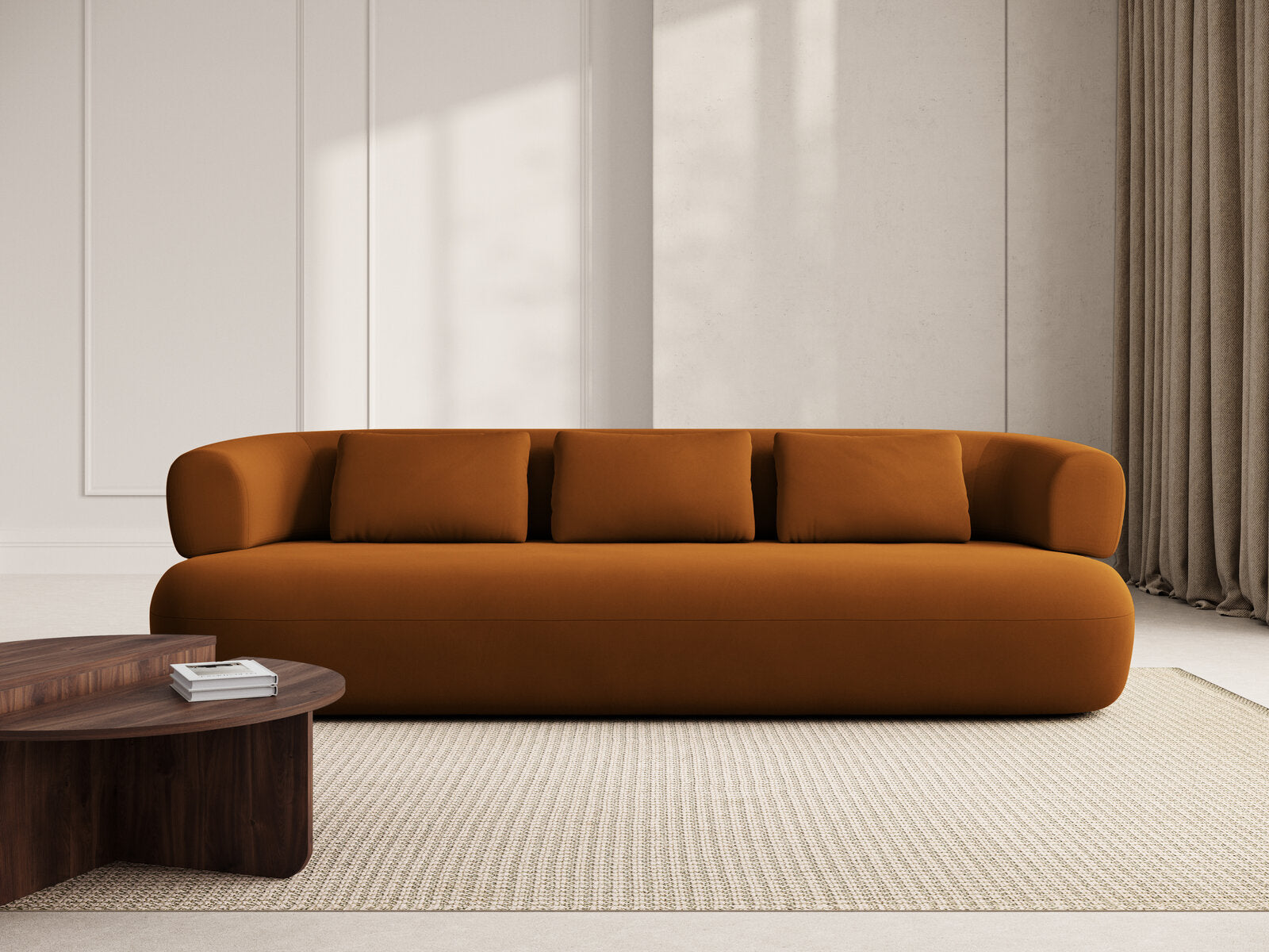 Micadoni Sofa Jenny 3-Sitzer Samt Salvador Terrakotta