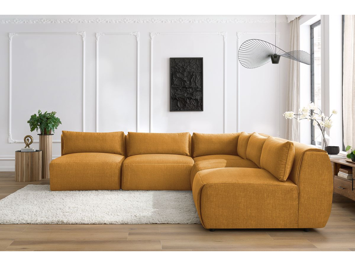 Bobochic Jeanne Ecksofa 299 × 299 cm Samt Gelb