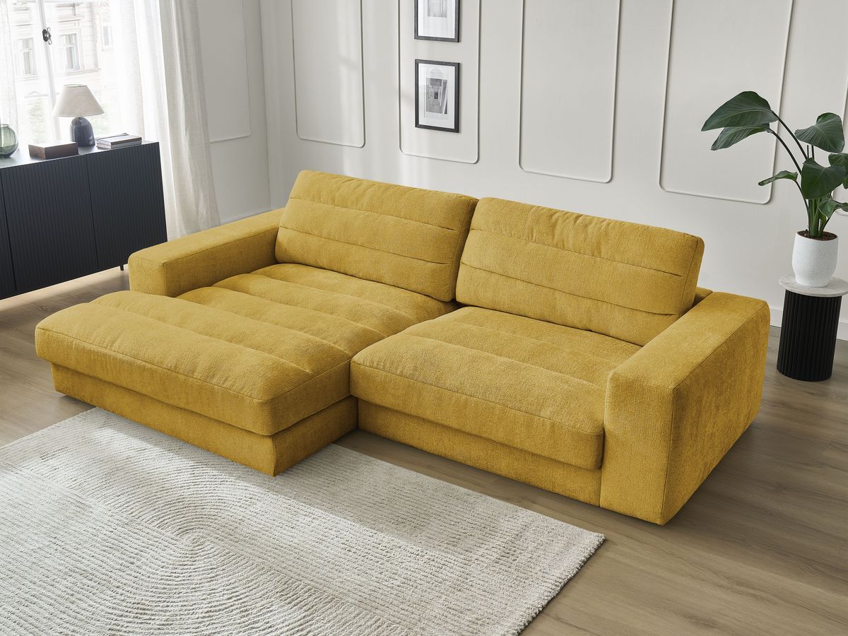 Bobochic Sierra Ecksofa Strukturstoff Gelb Ecke links