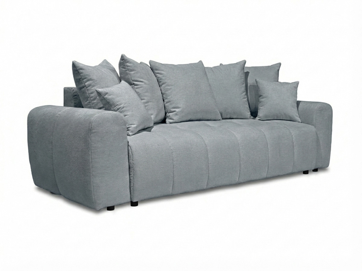 Bobochic Roxelane Schlafsofa 3-Sitzer mit Bettkasten Melange-Stoff Hellgrau